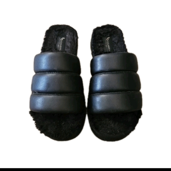 Koolaburra By Ugg Womens Black BRB Shearling Comfortable Slide Sandals 9 - Picture 2 of 10